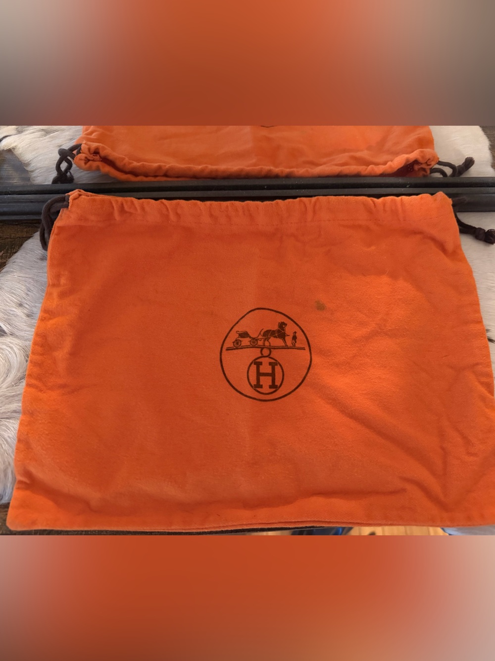 Hermès Orange Dust Bag with Logo